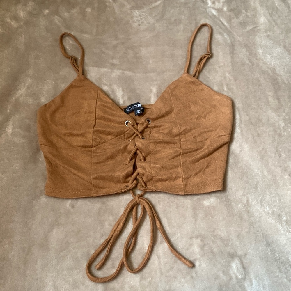 Suede leather tank top from Fashion Nova